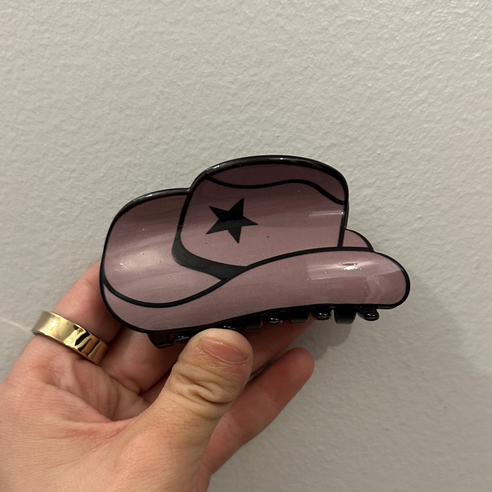 Starry Pink Cowboy Hat Hair Clip